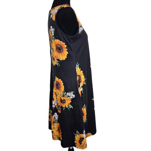 Spadehill Women's Sunflower Black Sundress Casual A-line Pockets Pull On Size S - Picture 7 of 10